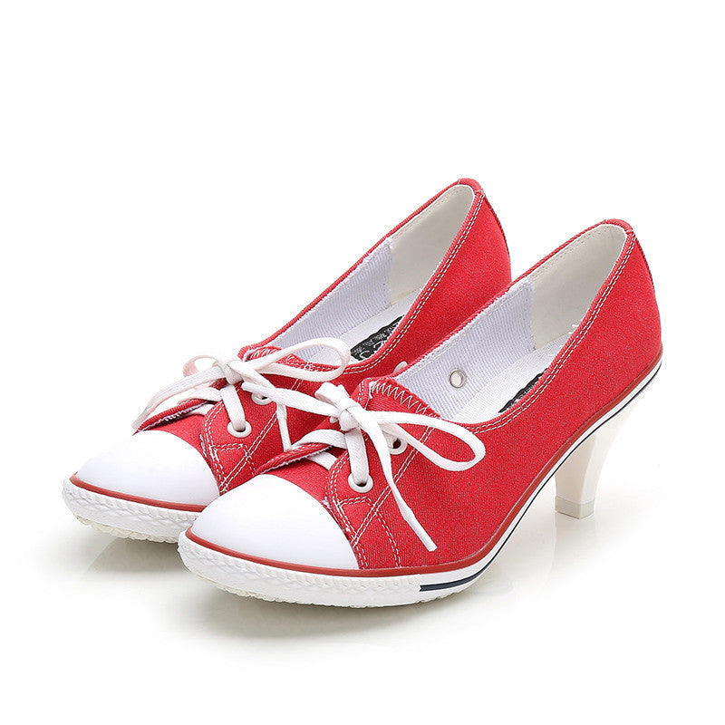 High-Heel Casual Canvas Shoes