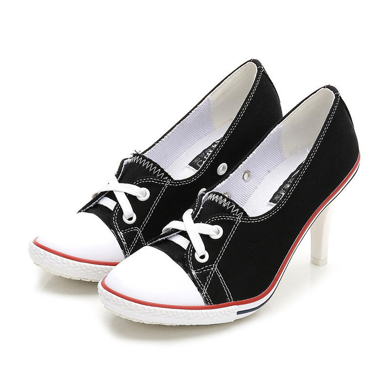 High-Heel Casual Canvas Shoes