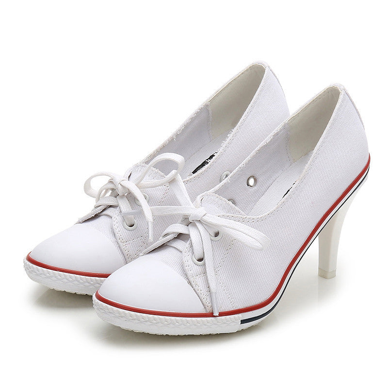 High-Heel Casual Canvas Shoes