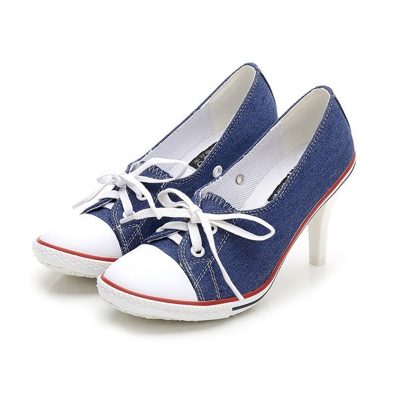 High-Heel Casual Canvas Shoes