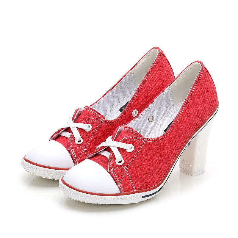 High-Heel Casual Canvas Shoes