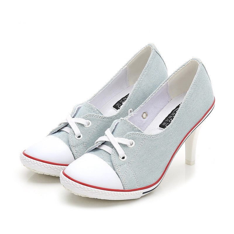 High-Heel Casual Canvas Shoes