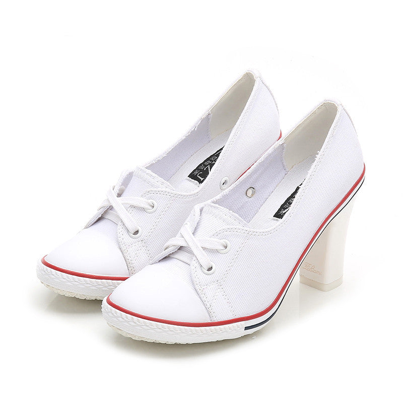 High-Heel Casual Canvas Shoes