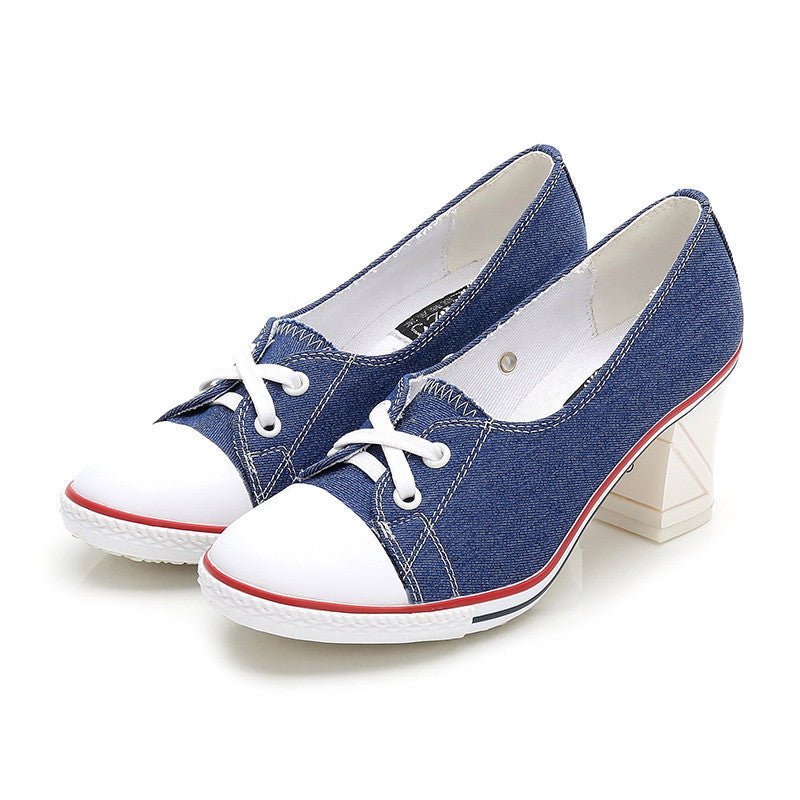 High-Heel Casual Canvas Shoes