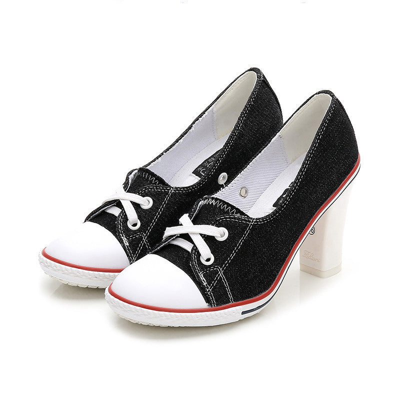 High-Heel Casual Canvas Shoes