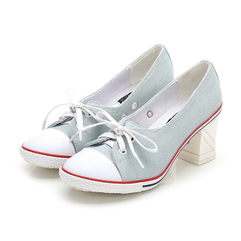 High-Heel Casual Canvas Shoes