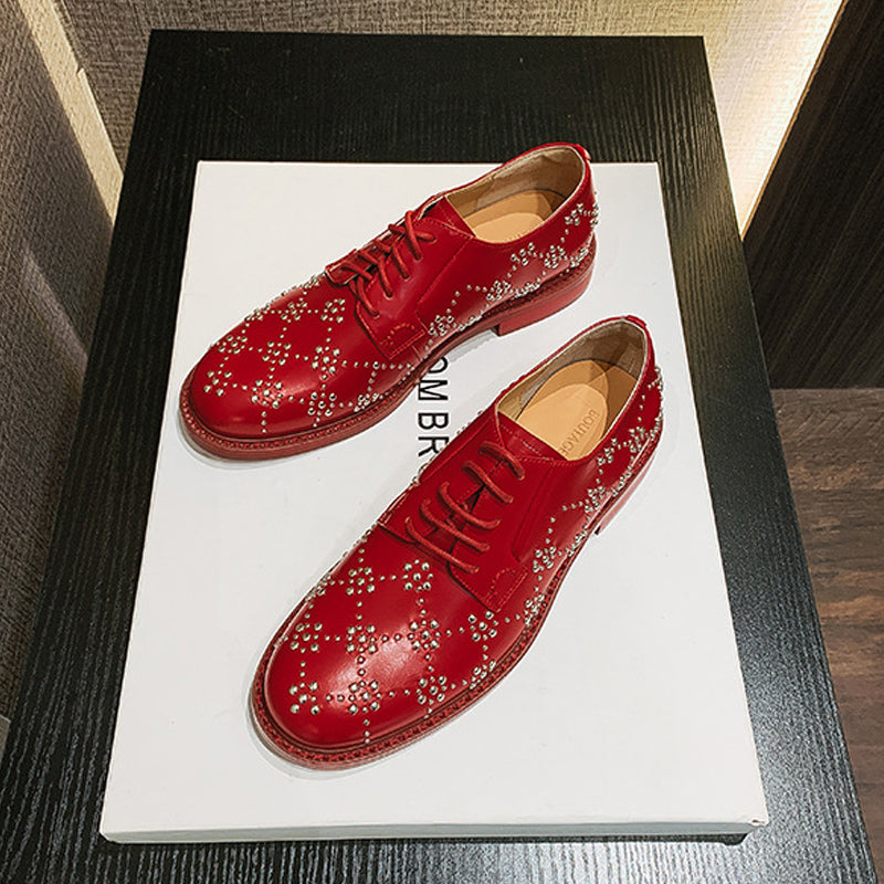 British-Style Net Leather Shoes For Women