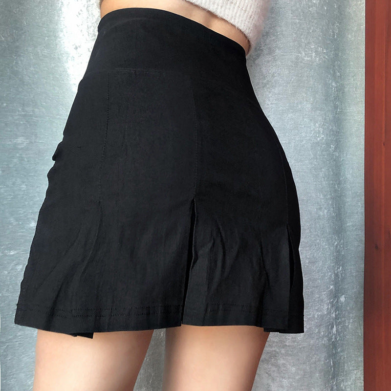 Slim High-Waist Bag Hip Pleated Skirt