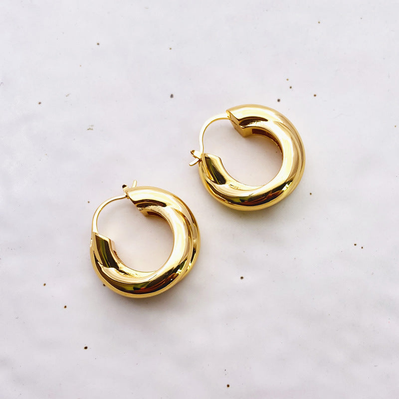 Feminine Exaggeration Cross Loop Hoop Earrings - 18K Gold Plated Indifference Earrings