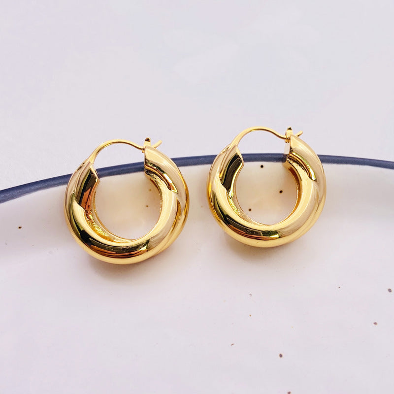 Feminine Exaggeration Cross Loop Hoop Earrings - 18K Gold Plated Indifference Earrings