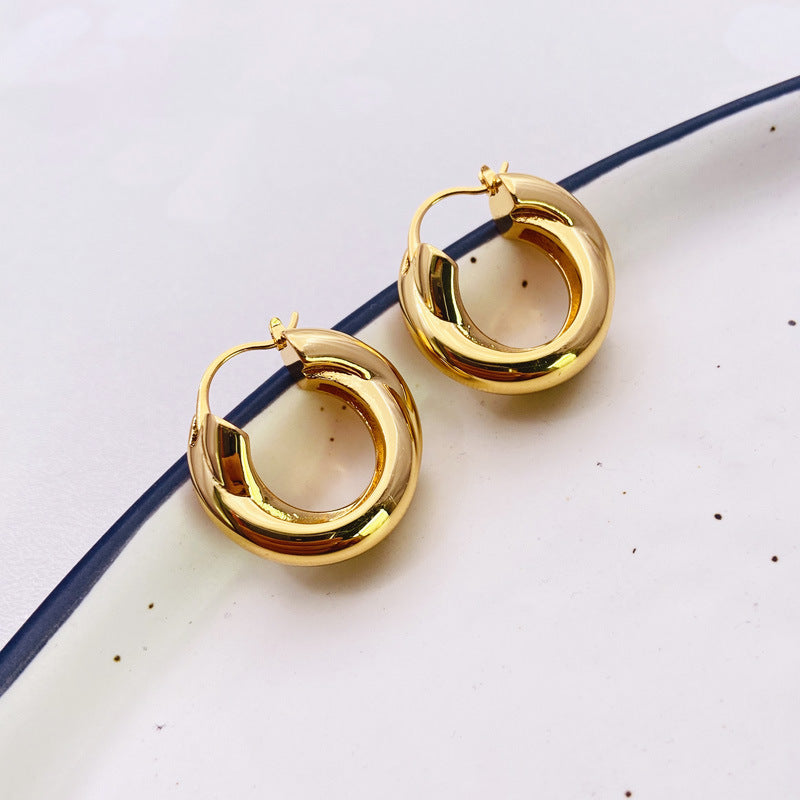 Feminine Exaggeration Cross Loop Hoop Earrings - 18K Gold Plated Indifference Earrings