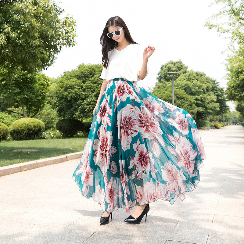New Style Chiffon Long Skirt Chiffon Big Swing Skirt