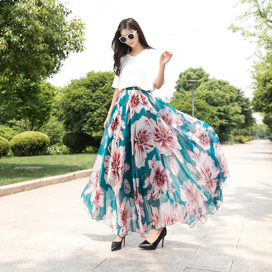 New Style Chiffon Long Skirt Chiffon Big Swing Skirt
