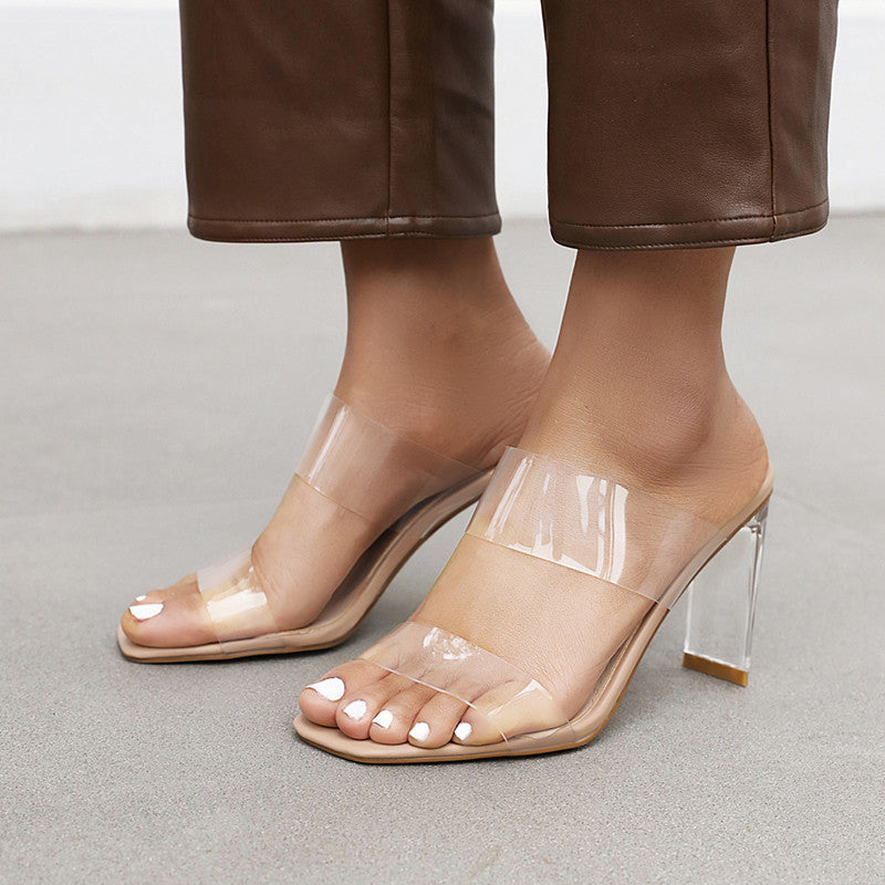 Transparent Crystal-Clear High-Heel Sandals