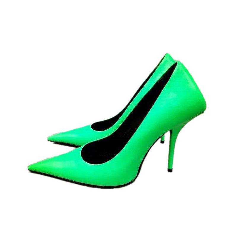 Fluorescent Green Pointed Stiletto High Heels