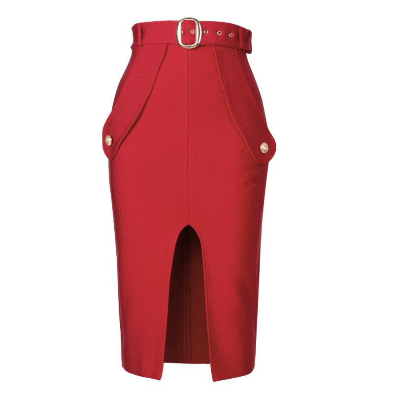 Split Hip Wrap All-match Bandage Skirt
