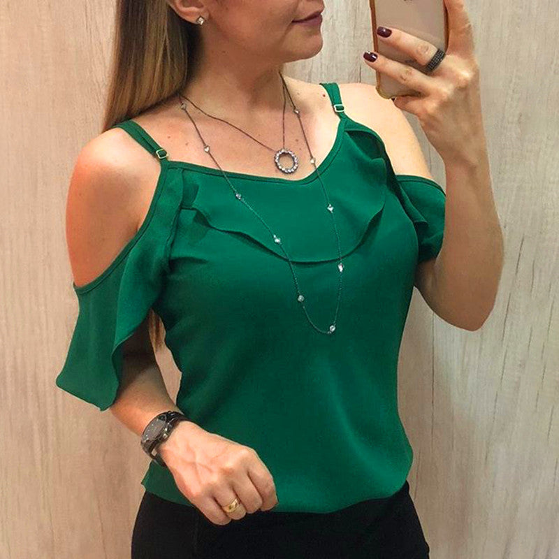 Sling Ruffles Short-Sleeve Blouse