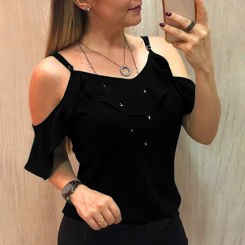 Sling Ruffles Short-Sleeve Blouse