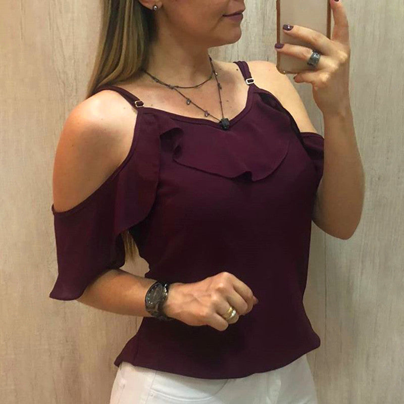 Sling Ruffles Short-Sleeve Blouse