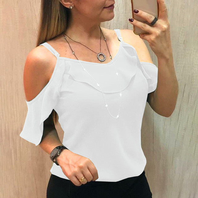 Sling Ruffles Short-Sleeve Blouse