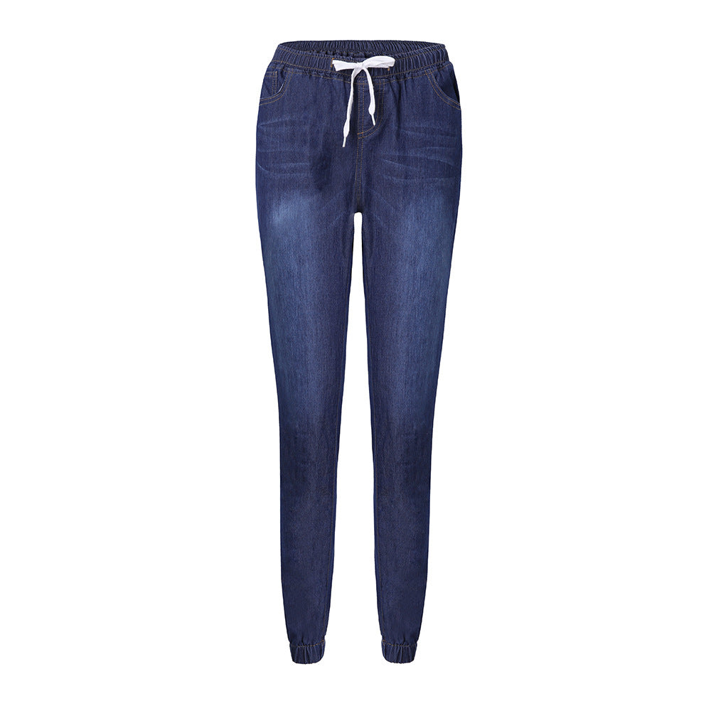 Denim Tie-the-Foot Lantern Trousers