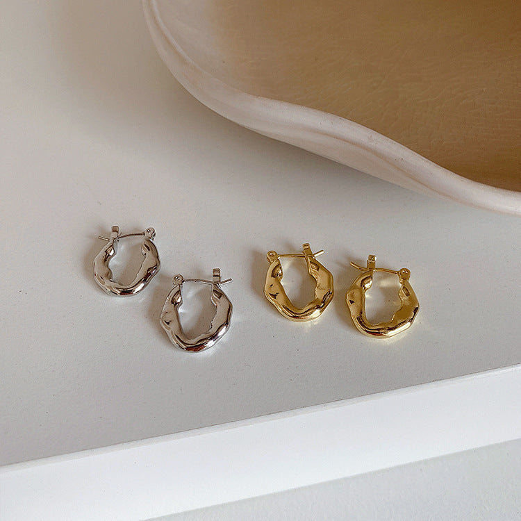 Vintage Irregular Metal Ear Hoop Earrings