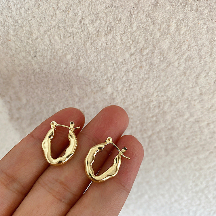 Vintage Irregular Metal Ear Hoop Earrings