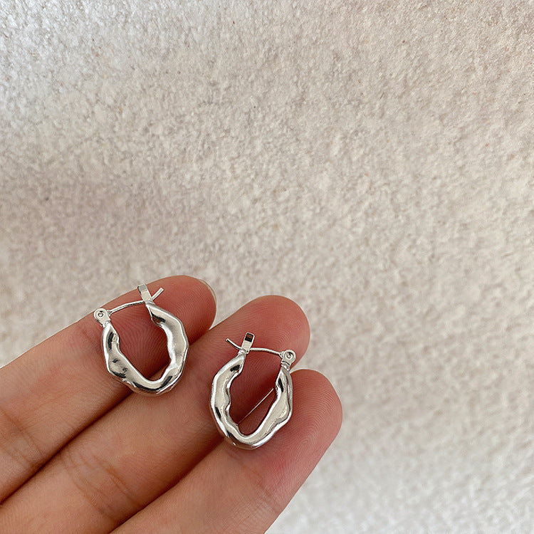 Vintage Irregular Metal Ear Hoop Earrings