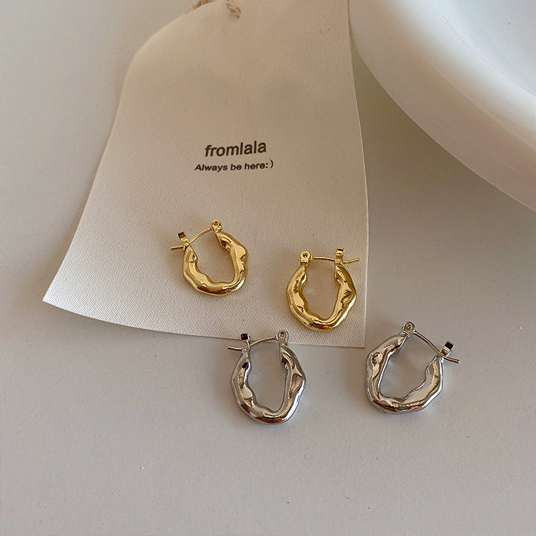 Vintage Irregular Metal Ear Hoop Earrings