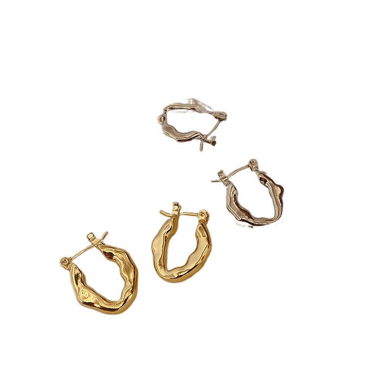 Vintage Irregular Metal Ear Hoop Earrings