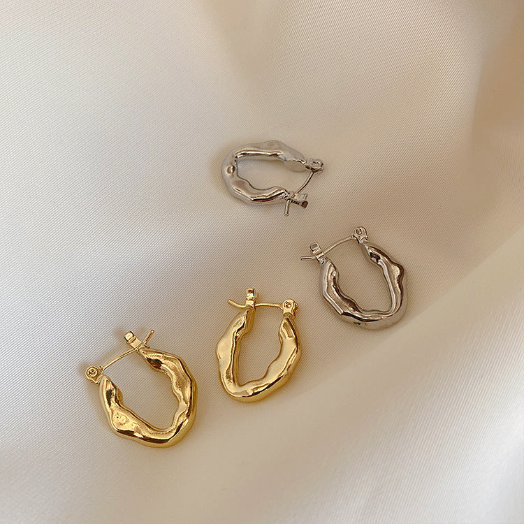Vintage Irregular Metal Ear Hoop Earrings