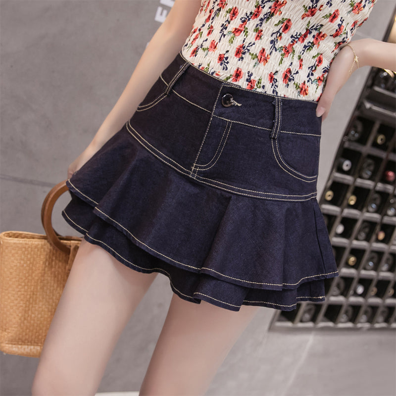 Very Short Denim Mini Skirt - Skirt Length 150cm