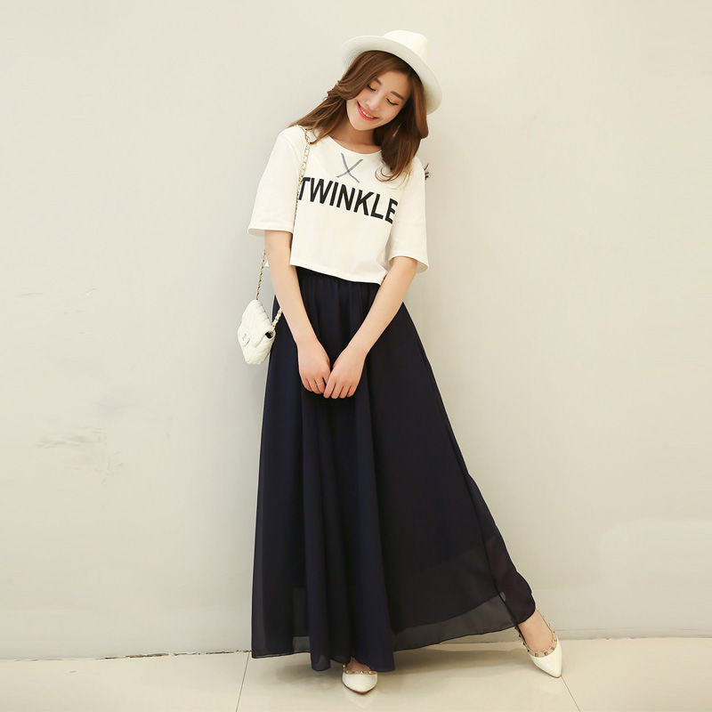 High-Waist Chiffon Skirt