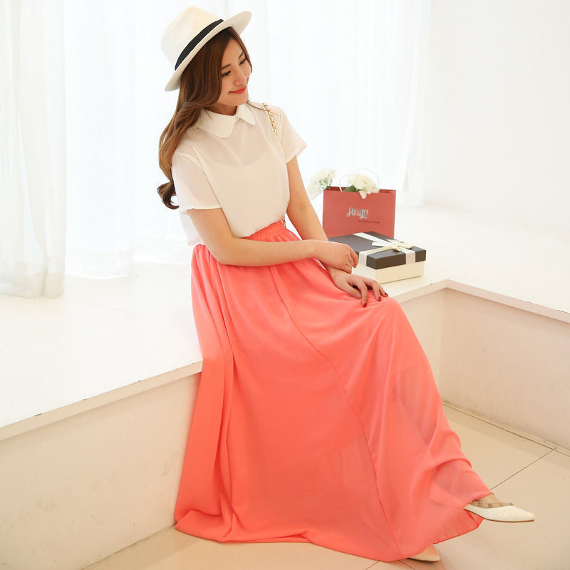 High-Waist Chiffon Skirt