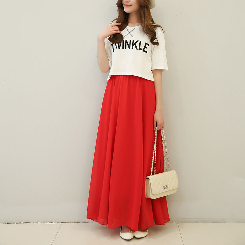 High-Waist Chiffon Skirt