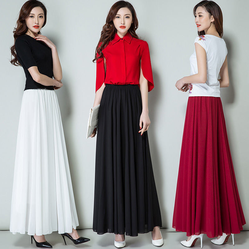 High-Waist Chiffon Skirt