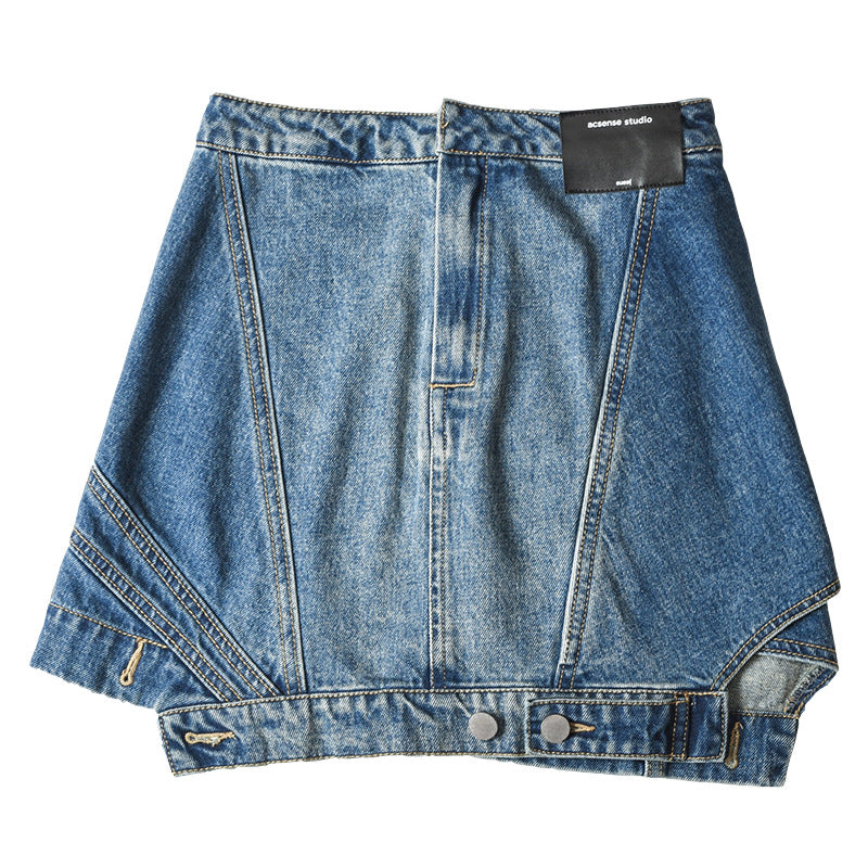 Simple Irregular Denim Skirt