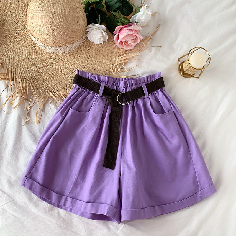 High-Waist Thin Versatile Wide-Leg Shorts