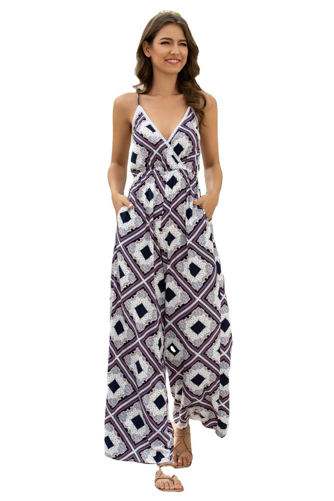 Pretty Women's Halter Beachwear Wide-Leg Jumpsuit