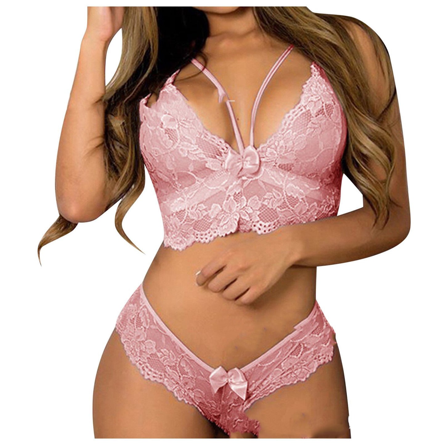 Lace Floral Corset Bralette Two-Piece Lingerie