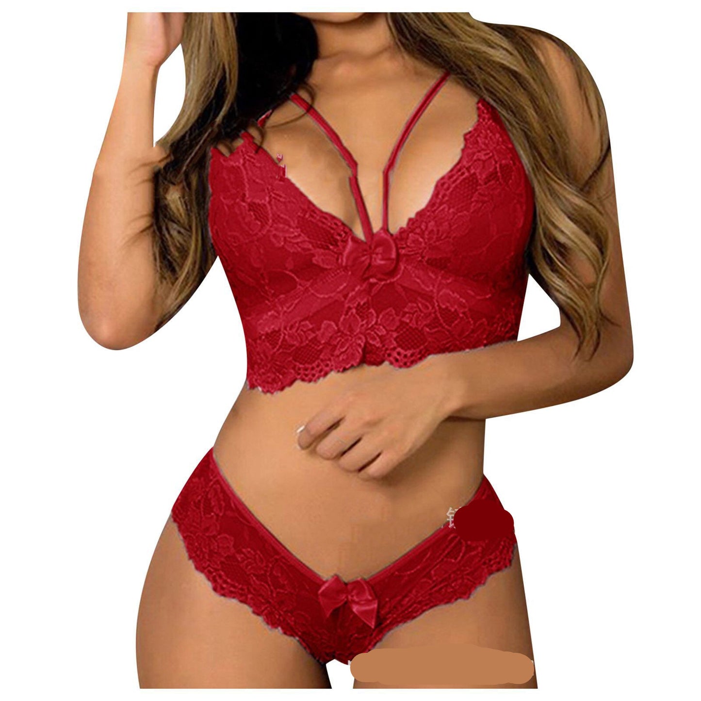 Lace Floral Corset Bralette Two-Piece Lingerie
