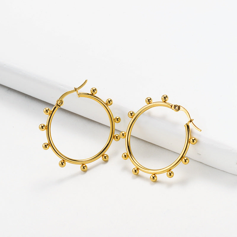 New Trendy Hoop Titanium Gold-Plated Earrings