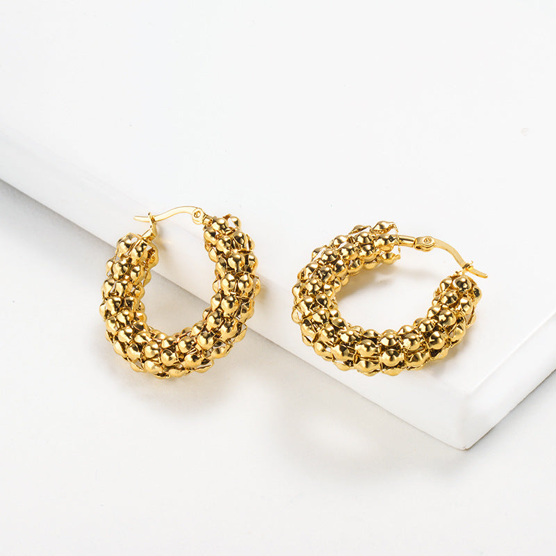 New Trendy Hoop Titanium Gold-Plated Earrings