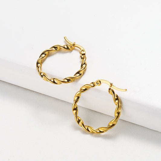 New Trendy Hoop Titanium Gold-Plated Earrings