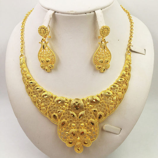 Women's Gold Jewellery - African Wedding Gifts Necklace + Earrings