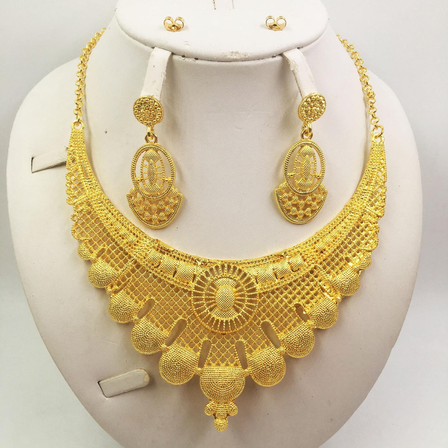 Women's Gold Jewellery - African Wedding Gifts Necklace + Earrings