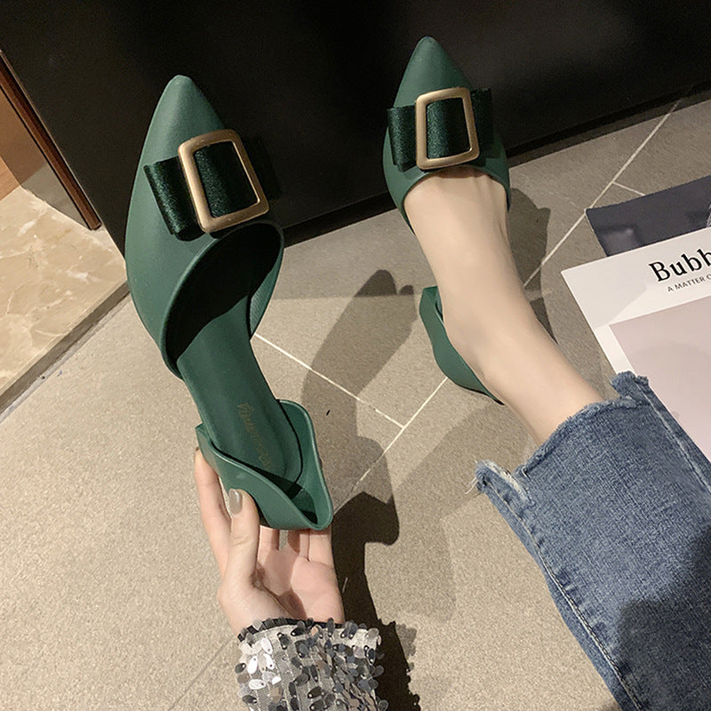 Pointed Square-Buckle Jelly Shoes