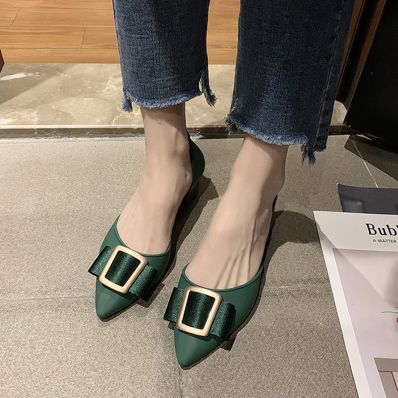 Pointed Square-Buckle Jelly Shoes