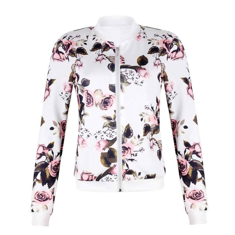 Hot Seller Long Sleeve Rose Print Jacket For Women