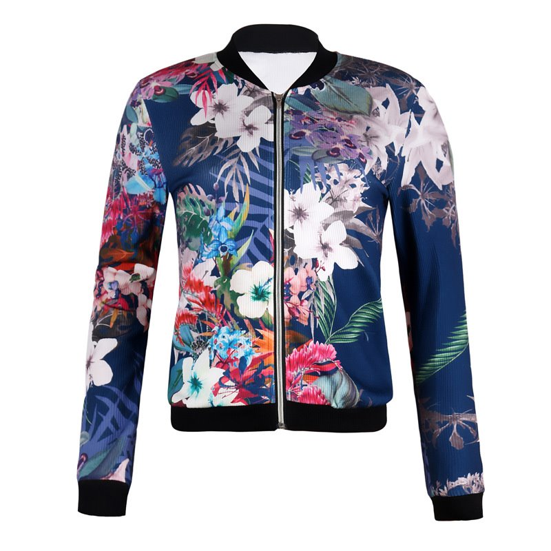 Hot Seller Long Sleeve Rose Print Jacket For Women